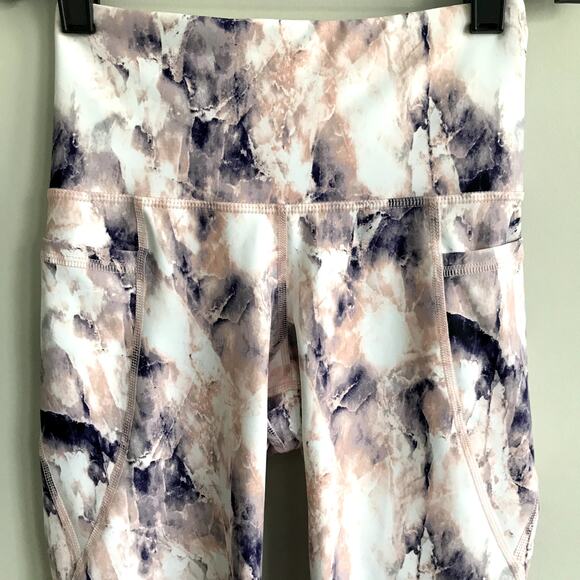 Old Navy High Rise Go Dry Powersoft Leggings Activewear XS Pink Purple Marble - Picture 2 of 7